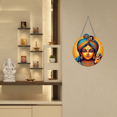 Lord Krishna Wall Hanging for Living Room Home Decoration Item Hindu God Wall Art Pooja Room, Wall Decoration for Living Room Artworks Hanging Positive Vibes